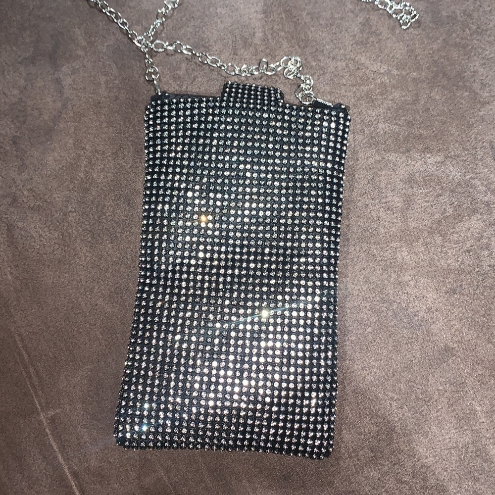 Rhinestone Cell Phone crossbody purse with chain Sparkle Bling - Picture 10 of 11